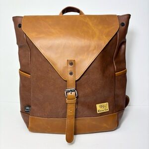 THREE BOX Vegan‎ Leather Backpack New